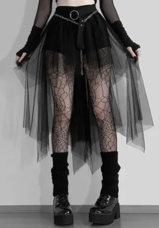 Goth Harajuku Gothic Mesh Skirt Women
